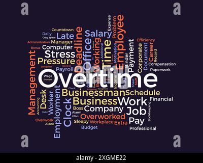Overtime wordcloud template. Business concept vector background. Stock Vector