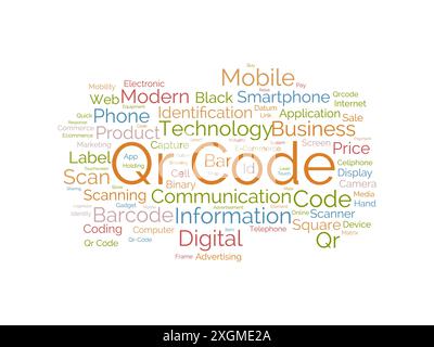 Qr Code wordcloud template. Business concept vector background. Stock Vector