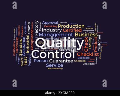 Quality Control wordcloud template. Business concept vector background. Stock Vector
