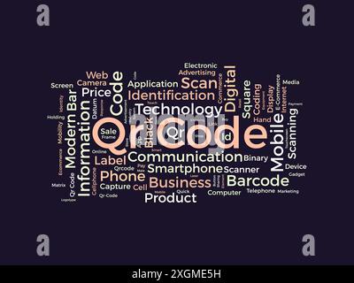 Qr Code wordcloud template. Business concept vector background. Stock Vector