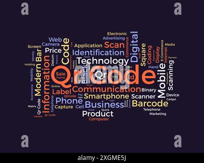 Qr Code wordcloud template. Business concept vector background. Stock Vector