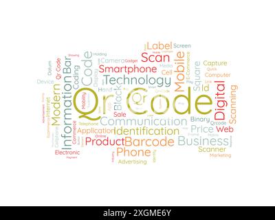 Qr Code wordcloud template. Business concept vector background. Stock Vector