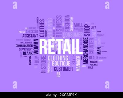 Retail wordcloud template. Business concept vector background. Stock Vector
