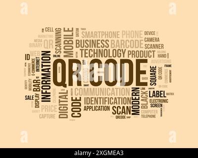 Qr Code wordcloud template. Business concept vector background. Stock Vector