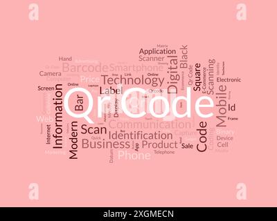 Qr Code wordcloud template. Business concept vector background. Stock Vector