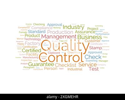 Quality Control wordcloud template. Business concept vector background. Stock Vector
