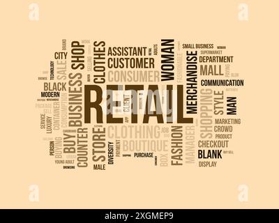 Retail wordcloud template. Business concept vector background. Stock Vector