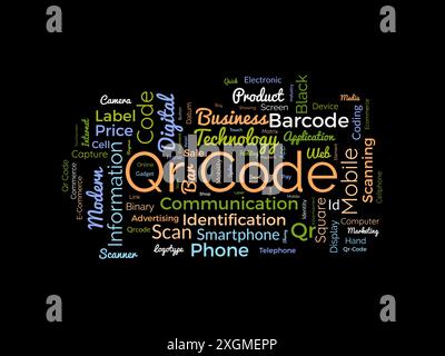 Qr Code wordcloud template. Business concept vector background. Stock Vector