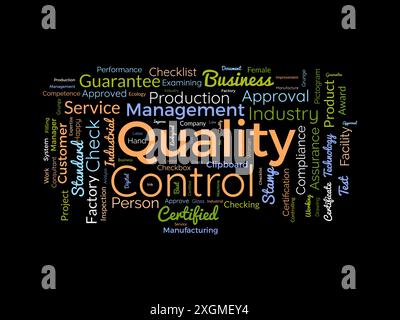 Quality Control wordcloud template. Business concept vector background. Stock Vector
