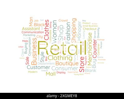 Retail wordcloud template. Business concept vector background. Stock Vector