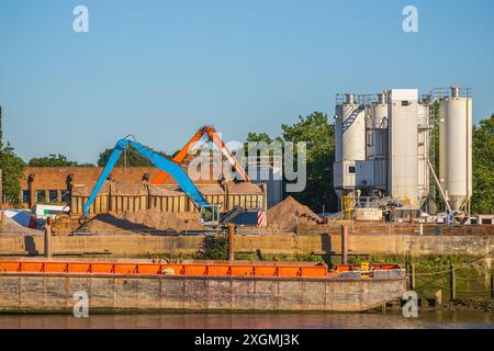 Construction site next to River Thames around Wandsworth in London, UK Stock Photo