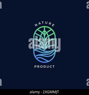 Nature Product Logo Template. Nature Leaf Water Line Logo Design Stock Vector