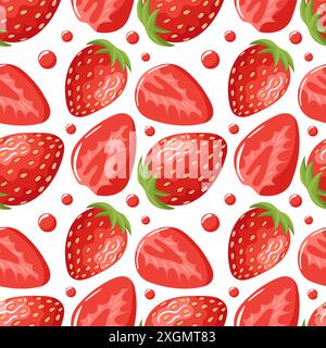 Strawberry vector. Sweet red fruit cut in half for a refreshing summer juice. Stock Vector