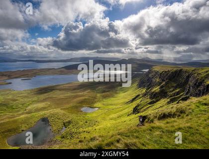 Rain coming in from the South on Trotternish Ridge Stock Photo
