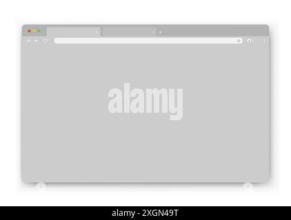 The design of the web browser window in light gray on a white background. Stock Vector