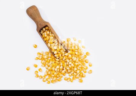 Corn seeds for popcorn isolated on white background. Copy space Stock Photo