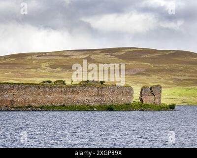 Lochindorm Castle on an island in Lochindorm, Highlands, Scotland, UK. Stock Photo