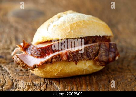 Bavarian meatloaf in a bun Stock Photo