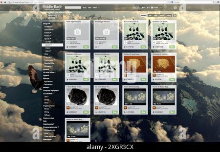 Screen grabs from black market market places on the Dark Net that sell illegal services, drugs, guns, fake IDs etc. Stock Photo