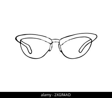 Women Glasses. Hand-drawn sun protection modern glasses for women. Isolated illustration on white Stock Vector