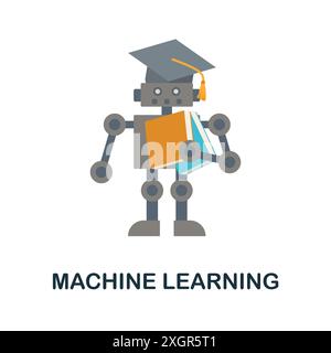 Machine Learning flat icon. Colored sign from machine learning collection. Creative Machine Learning icon illustration for web design, infographics Stock Vector