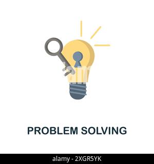 Problem Solving flat icon. Colored sign from machine learning collection. Creative Problem Solving icon illustration for web design, infographics and Stock Vector