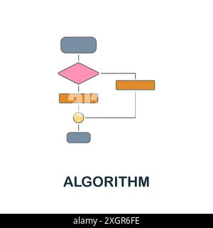 Algorithm flat icon. Colored sign from machine learning collection. Creative Algorithm icon illustration for web design, infographics and more Stock Vector