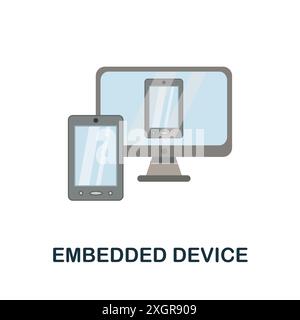 Embedded Device flat icon. Colored sign from machine learning collection. Creative Embedded Device icon illustration for web design, infographics and Stock Vector