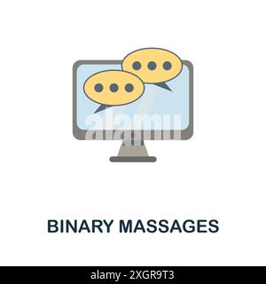 Binary Massages flat icon. Colored sign from machine learning collection. Creative Binary Massages icon illustration for web design, infographics and Stock Vector
