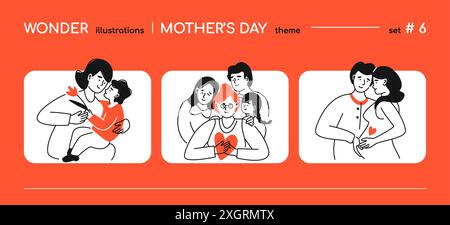 Happy Mother Day - line design style illustration Stock Vector