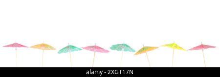 xaMulticolored Cocktail Umbrellas, vacation, summer and party  symbol, isolated on white background Stock Photo