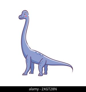 Brontosaurus, Brachiosaurus, Diplodocus. Herbivorous cute dinosaur in Asian kawaii style. Prehistoric lizard, mascot. Cartoon character Funny vector i Stock Vector