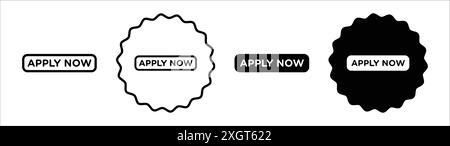 Apply now icon logo sign vector outline in black and white color Stock Vector