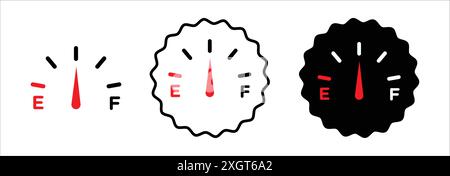 Car fuel indicator icon logo sign vector outline in black and white color Stock Vector