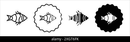Clownfish icon logo sign vector outline in black and white color Stock Vector