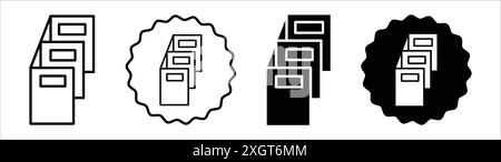 Cubicle icon logo sign vector outline in black and white color Stock Vector