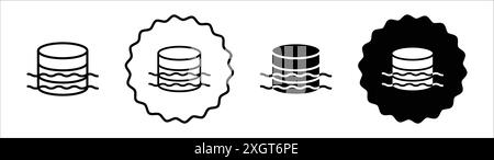 Data lake icon logo sign vector outline in black and white color Stock Vector