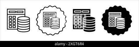 Data table icon logo sign vector outline in black and white color Stock Vector