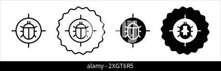 Debug icon logo sign vector outline in black and white color Stock Vector