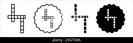 Crossword icon logo sign vector outline in black and white color Stock Vector