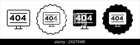 Error 404 page icon logo sign vector outline in black and white color Stock Vector