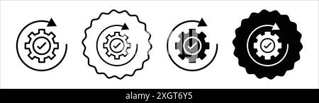 Continuous changes icon logo sign vector outline in black and white color Stock Vector