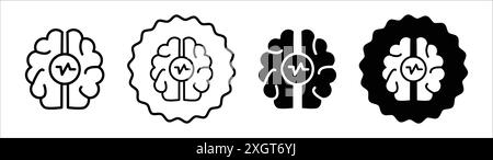 Epilepsy icon logo sign vector outline in black and white color Stock Vector