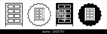 Dresser icon logo sign vector outline in black and white color Stock Vector