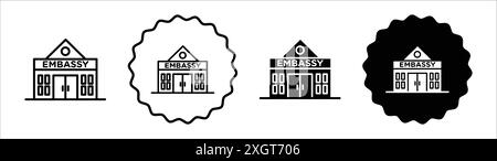 Embassy icon logo sign vector outline in black and white color Stock Vector