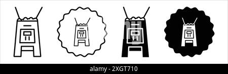 Composter icon logo sign vector outline in black and white color Stock Vector