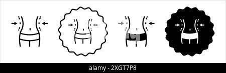 Fat and slim figure icon logo sign vector outline in black and white color Stock Vector