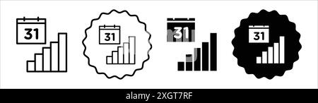 Fund growth icon logo sign vector outline in black and white color Stock Vector