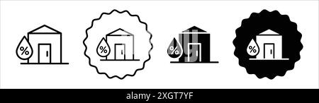 Home air humidity icon logo sign vector outline in black and white color Stock Vector