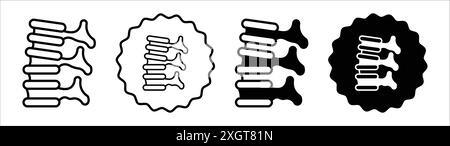 Human spine icon logo sign vector outline in black and white color Stock Vector